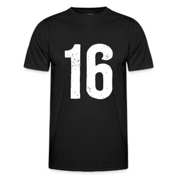 16 Zahlen Weiß - Männer Funktions-T-Shirt - Schwarz - Vorne - AI Model Male 178 dark (178cm)