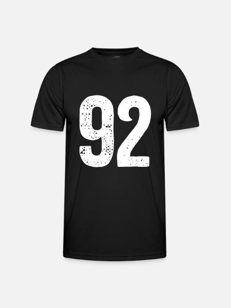 92 Numéros Blanc - T-shirt sport Homme - noir
