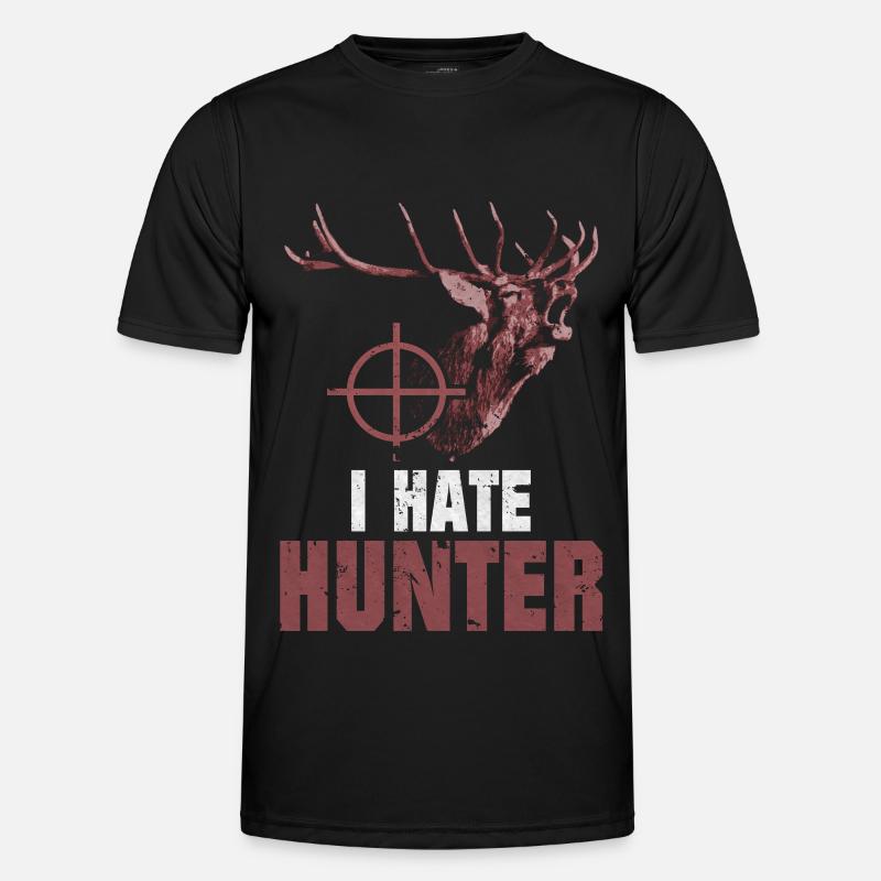 Ich Hasse Jäger Hirschkopf Hirsch Spruch Männer Funktions-T-Shirt