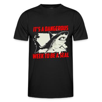 Great white shark Seafood Fish Predatory fish - Men's Functional T-Shirt - black - Front - AI Model Male 178 dark (178cm)
