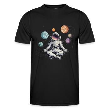 Astronaute Yoga Méditation Planète Espace Orbite - T-shirt sport Homme - noir - Devant - AI Model Male 178 dark (178cm)
