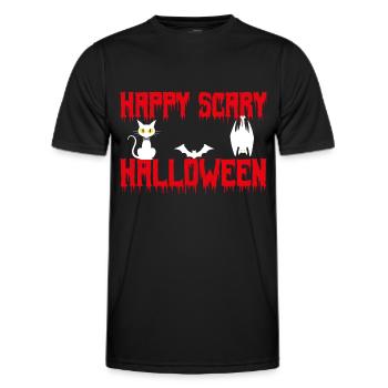 happy scary halloween - Men's Functional T-Shirt - black - Front - AI Model Male 178 dark (178cm)