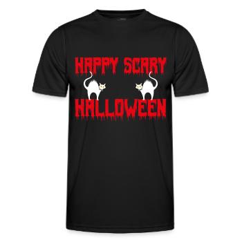 happy scary halloween - Men's Functional T-Shirt - black - Front - AI Model Male 178 dark (178cm)