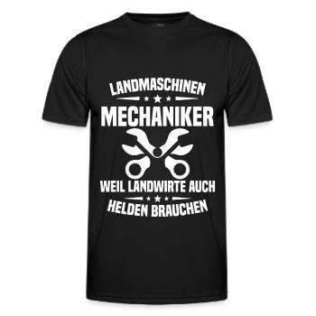 Mécanicien en machines agricoles Tracteur - T-shirt sport Homme - noir - Devant - AI Model Male 178 dark (178cm)