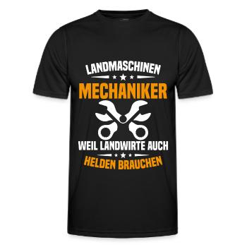 Mécanicien en machines agricoles Tracteur - T-shirt sport Homme - noir - Devant - AI Model Male 178 dark (178cm)
