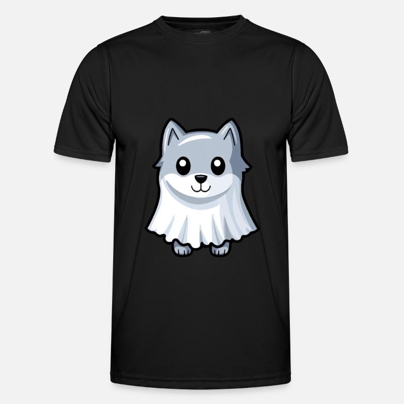 Wolf Halloween Comic Ghost - Men's Functional T-Shirt - black