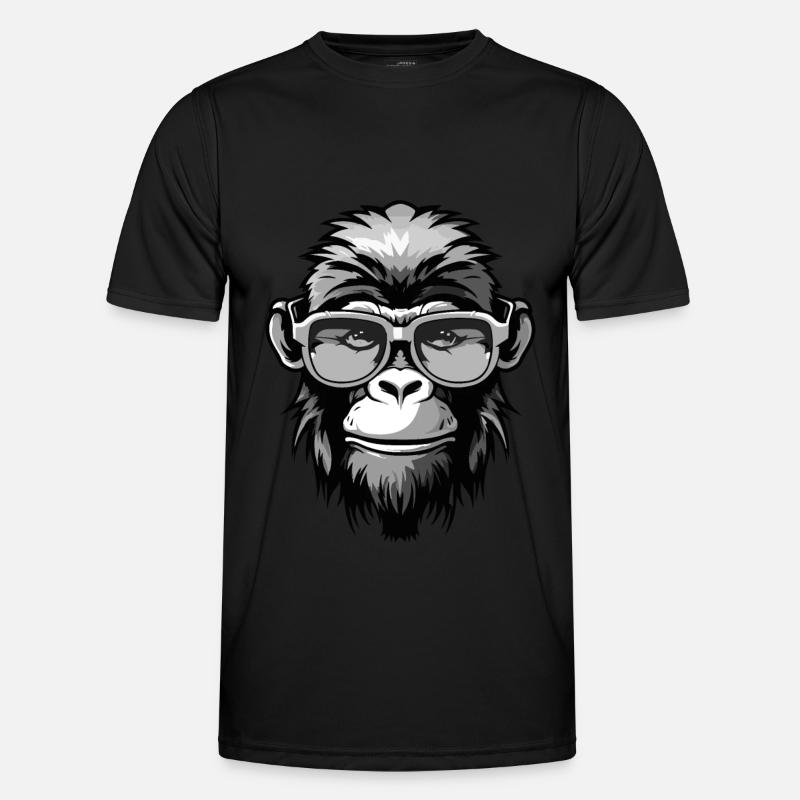 Affe Hipster Cool Party - Männer Funktions-T-Shirt - Schwarz