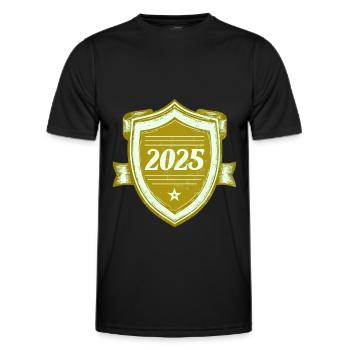 2025 year - Men's Functional T-Shirt - black - Front - AI Model Male 178 dark (178cm)