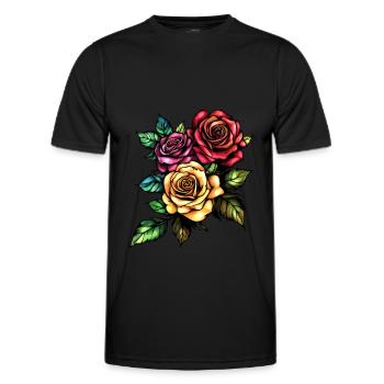 Roses Flowers Love - Men's Functional T-Shirt - black - Front - AI Model Male 178 dark (178cm)