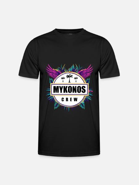 Mykonos Crew Tropisch - Männer Funktions-T-Shirt - Schwarz