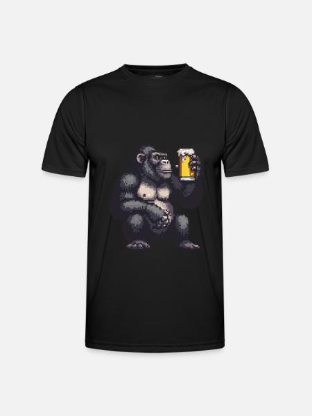 Gorilla Pixel Beer - Men's Functional T-Shirt - black