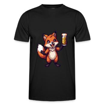 Fuchs Pixel Bier - Männer Funktions-T-Shirt - Schwarz - Vorne - AI Model Male 178 dark (178cm)