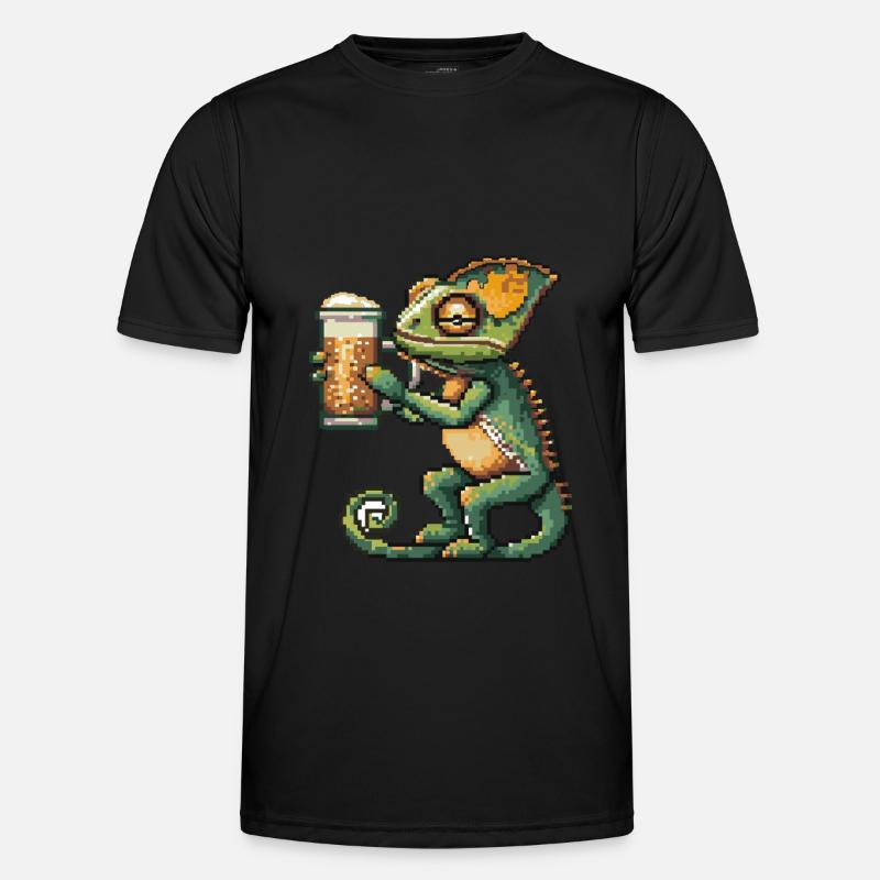 Chameleon Pixel Bier - Männer Funktions-T-Shirt - Schwarz
