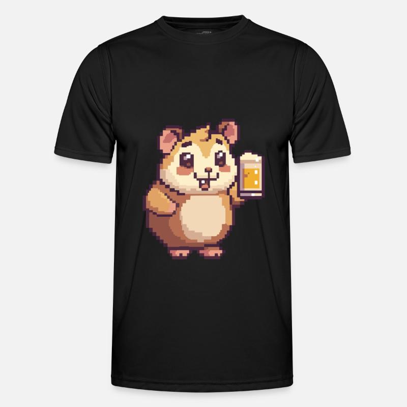 Hamster Pixel Beer - Men's Functional T-Shirt - black