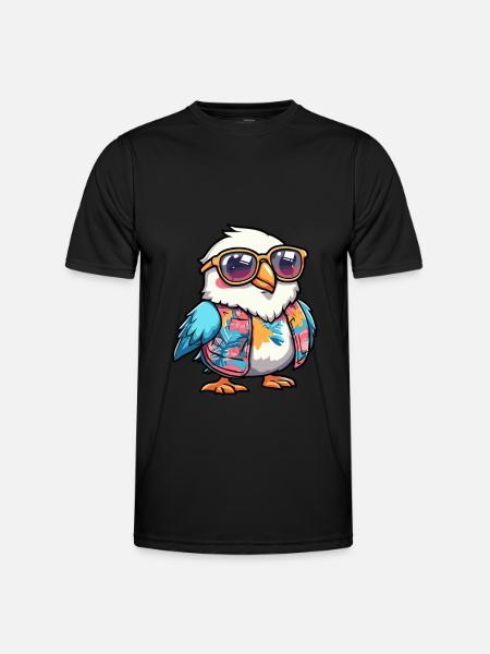 Colombe oiseau drôle d’été - T-shirt sport Homme - noir