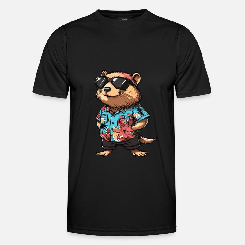 Beaver Comic Funny Summer - Men's Functional T-Shirt - black