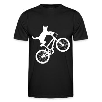 Chat chevauche vélo Drôle de motard cadeau - T-shirt sport Homme - noir - Devant - AI Model Male 178 dark (178cm)