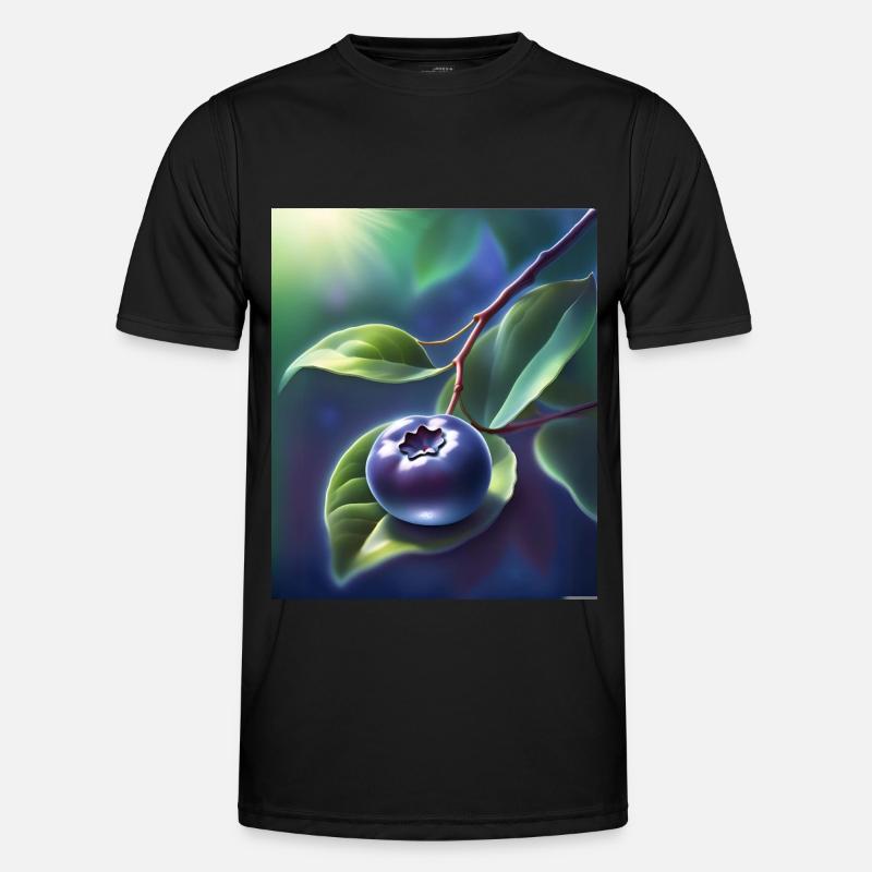 Beautiful blueberry on a leaf - Men's Functional T-Shirt - black