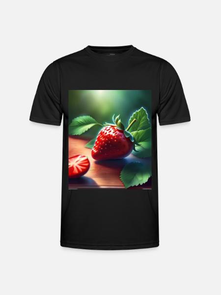 Rote saftige Erdbeere - Männer Funktions-T-Shirt - Schwarz
