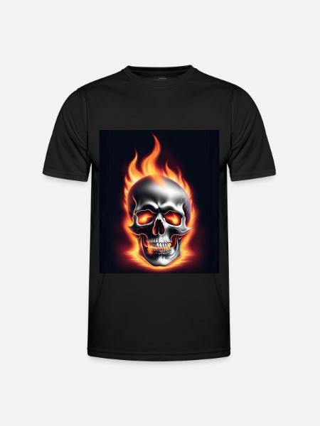 A skull on fire - Men's Functional T-Shirt - black