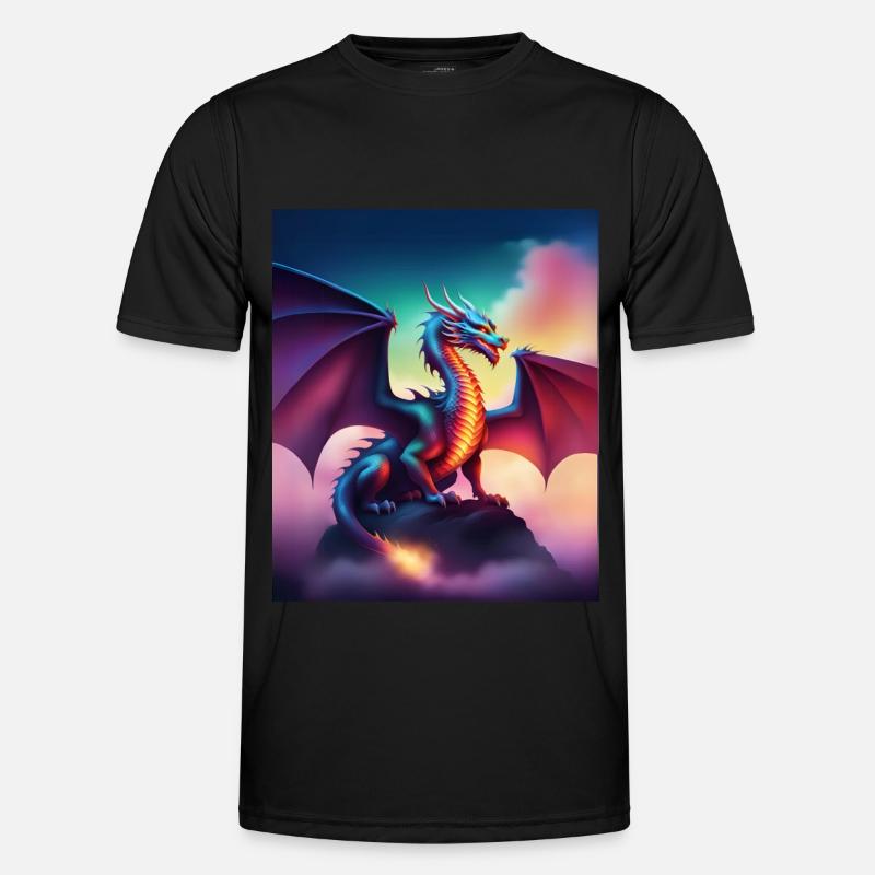 Drache auf einer Klippe - Männer Funktions-T-Shirt - Schwarz