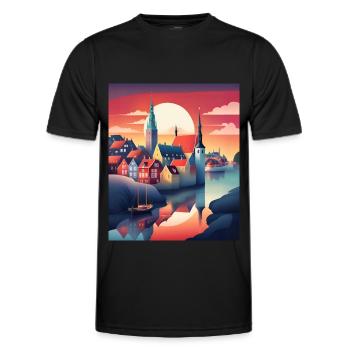 Die Stadt Dänemark - Männer Funktions-T-Shirt - Schwarz - Vorne - AI Model Male 178 dark (178cm)