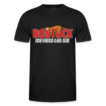 Rostock ich muss gar nix Faultier Heimat - Männer Funktions-T-Shirt - Schwarz - Vorne - AI Model Male 178 dark (178cm)