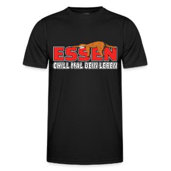 Essen chill mal dein Leben Faultier Heimat - Männer Funktions-T-Shirt - Schwarz - Vorne - AI Model Male 178 dark (178cm)