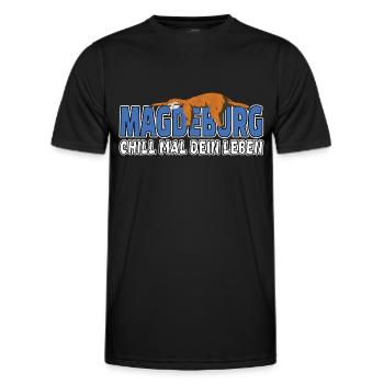 Magdeburg chill mal dein Leben Faultier Heimat - Männer Funktions-T-Shirt - Schwarz - Vorne - AI Model Male 178 dark (178cm)
