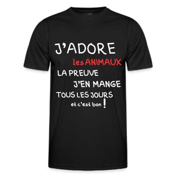 I love animals, the proof is that I eat them - Men's Functional T-Shirt - black - Front - AI Model Male 178 dark (178cm)