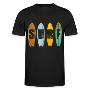 Surfer shirt Surf - Surfen, Surfing, Surfboards - Männer Funktions-T-Shirt - Schwarz - Vorne - AI Model Male 178 dark (178cm)