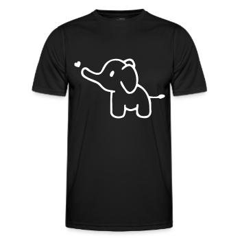 ÉLÉPHANT ANIMAL PACHYDERME TROMPE ZOO BÉBÉ AMOUR COEUR - T-shirt sport Homme - noir - Devant - AI Model Male 178 dark (178cm)