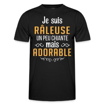 Je suis râleuse un peu chiante mais adorable - T-shirt sport Homme - noir - Devant - AI Model Male 178 dark (178cm)
