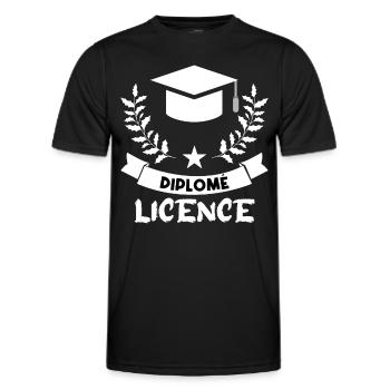 diplômé en licence. - T-shirt sport Homme - noir - Devant - AI Model Male 178 dark (178cm)