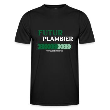 futur plombier - T-shirt sport Homme - noir - Devant - AI Model Male 178 dark (178cm)