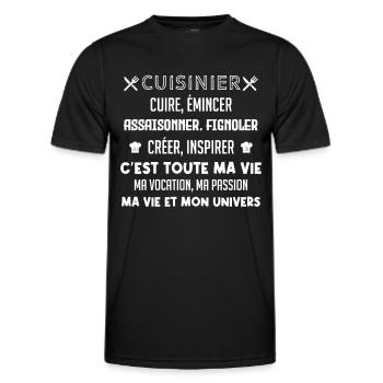 Cuisinier ma vocation, ma vie, mon univers - T-shirt sport Homme - noir - Devant - AI Model Male 178 dark (178cm)