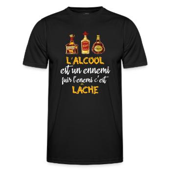 L'alcool est un ennemi - T-shirt sport Homme - noir - Devant - AI Model Male 178 dark (178cm)