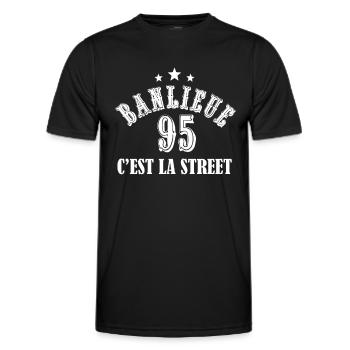 banlieue 95 c'est la street - T-shirt sport Homme - noir - Devant - AI Model Male 178 dark (178cm)