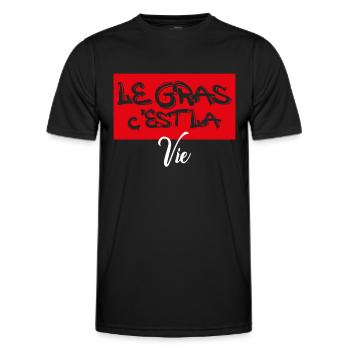 le gras c est la vie - T-shirt sport Homme - noir - Devant - AI Model Male 178 dark (178cm)