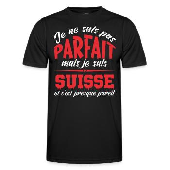 Je Ne Suis Pas Parfait Mais Je Suis Suisse - T-shirt sport Homme - noir - Devant - AI Model Male 178 dark (178cm)