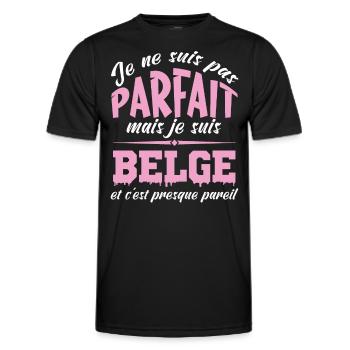 Je ne suis pas parfaite mais je suis Belge - T-shirt sport Homme - noir - Devant - AI Model Male 178 dark (178cm)