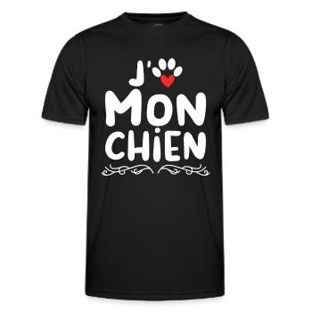 J aime mon chien - T-shirt sport Homme - noir - Devant - AI Model Male 178 dark (178cm)