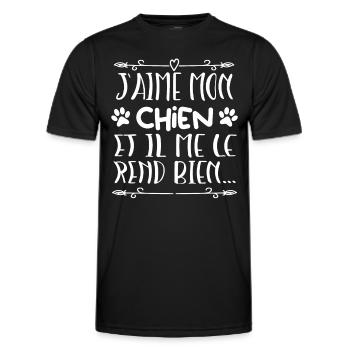 J aime mon chien - T-shirt sport Homme - noir - Devant - AI Model Male 178 dark (178cm)