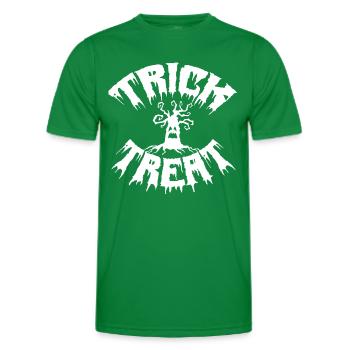 trick treat, Halloween. - Men's Functional T-Shirt - kelly green - Front - AI Model Male 178 dark (178cm)