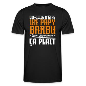 papy barbu, citations barbe, Idée cadeau papy - T-shirt sport Homme - noir - Devant - AI Model Male 178 dark (178cm)