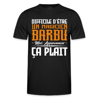 magicien barbu, citations barbe, cadeau magicien - T-shirt sport Homme - noir - Devant - AI Model Male 178 dark (178cm)