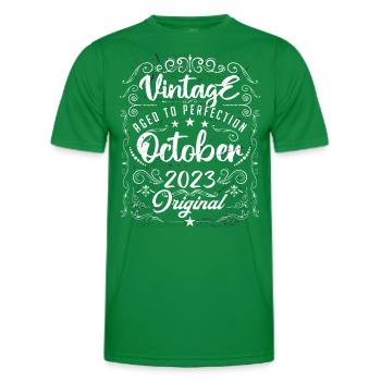 Vintage BORN IN OCTOBER 2023. - Men's Functional T-Shirt - kelly green - Front - AI Model Male 178 dark (178cm)