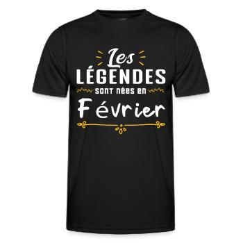 Les légendes sont nés en Février - T-shirt sport Homme - noir - Devant - AI Model Male 178 dark (178cm)