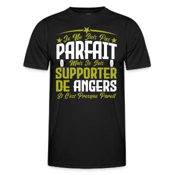 je ne suis pas parfait, supporteur de Angers .SCO - T-shirt sport Homme - noir - Devant - AI Model Male 178 dark (178cm)