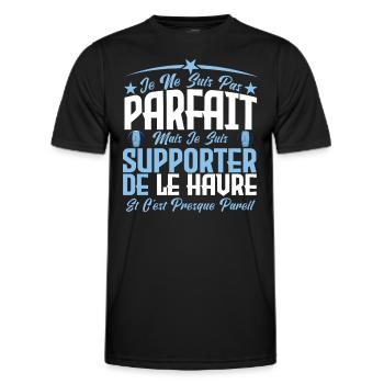 je ne suis pas parfait, supporteur de Le Havre. - T-shirt sport Homme - noir - Devant - AI Model Male 178 dark (178cm)